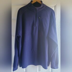 L.L. Bean Men's Navy Blue 1/4 Zip Fleece Pullover Sweater Size XL TALL
